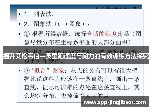 提升艾伦韦伯一英里跑速度与耐力的有效训练方法探究
